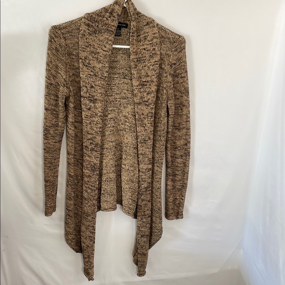 INC International Concepts tan and‎ black Cardigan  Shawl Collar Waterfall